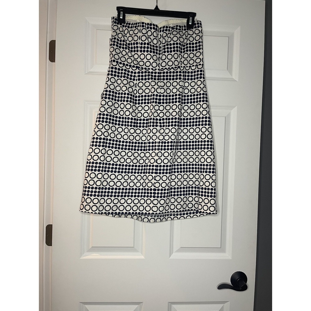 Outback red Geometric Print strapless Mini dress white with navy  size 8